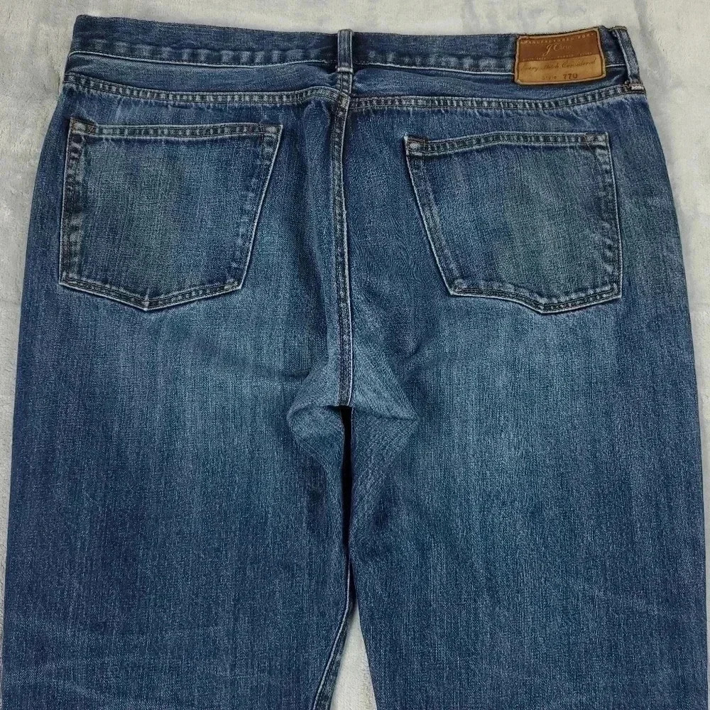 J Crew 770 Jeans Mens 38x32 Kaihara Japanese Denim Slim Straight Distressed - Picture 10 of 13